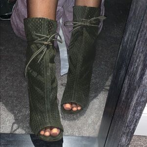 Hunter green high heels
